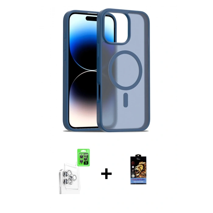 MARSİLYAN™- iPhone 16 Pro Kılıf Siluet Minimal Prime - Siyah Buffer Hayalet Cam Ekran Koruyucu + Raze Metal Kamera Lens - BZ