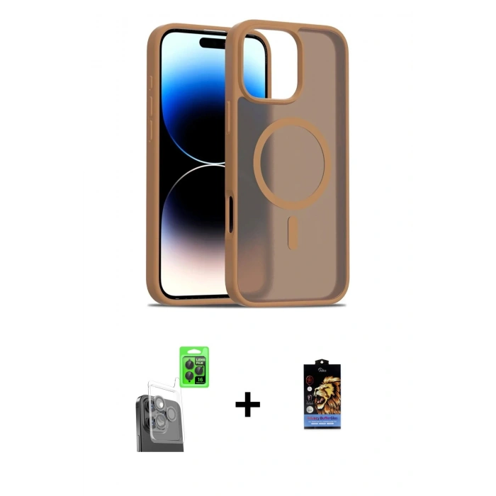 MARSİLYAN™- iPhone 16 Pro Kılıf Siluet Minimal Prime - Siyah Buffer Hayalet Cam Ekran Koruyucu + Siyah Raze Metal Kamera Lens