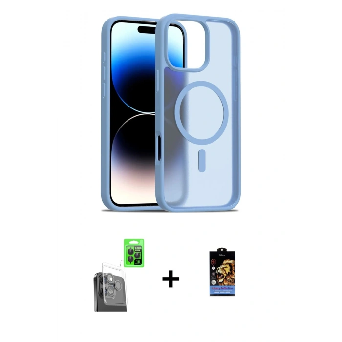 MARSİLYAN™- iPhone 16 Pro Kılıf Siluet Minimal Prime - Siyah Buffer Hayalet Cam Ekran Koruyucu + Siyah Raze Metal Kamera Lens