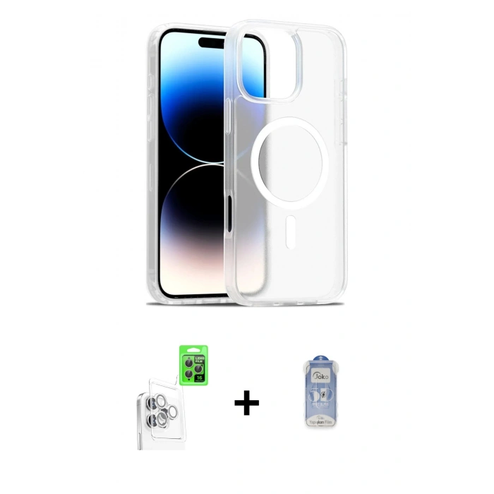 MARSİLYAN™- iPhone 16 Pro Kılıf Siluet Minimal Prime - Siyah Joko Magic 5D Cam + Raze Metal Kamera Lens - BZ