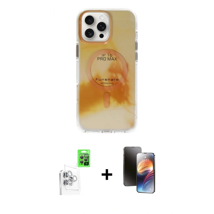 MARSİLYAN™- iPhone 16 Pro Kılıf Ufuk Doku Prime - Siyah 3D Antistatik Mat Seramik Nano Ekran Koruyucu + Raze Metal Kamera Lens - BZ
