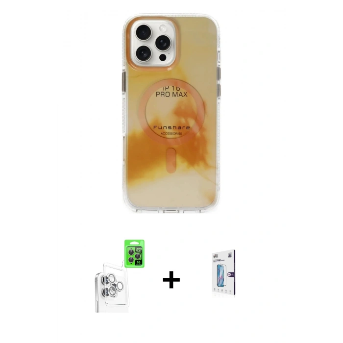 MARSİLYAN™- iPhone 16 Pro Kılıf Ufuk Doku Prime - Siyah Bilvis 0.18mm Plus Cam Ekran Koruyucu + Raze Metal Kamera Lens - BZ