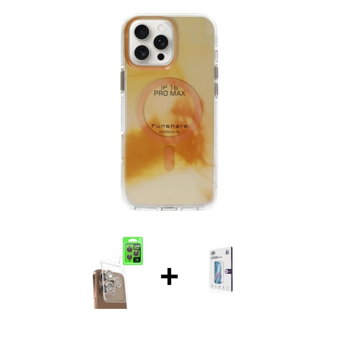 MARSİLYAN™- iPhone 16 Pro Kılıf Ufuk Doku Prime - Siyah Bilvis 0.18mm Plus Cam Ekran Koruyucu + Raze Metal Kamera Lens - CLTM