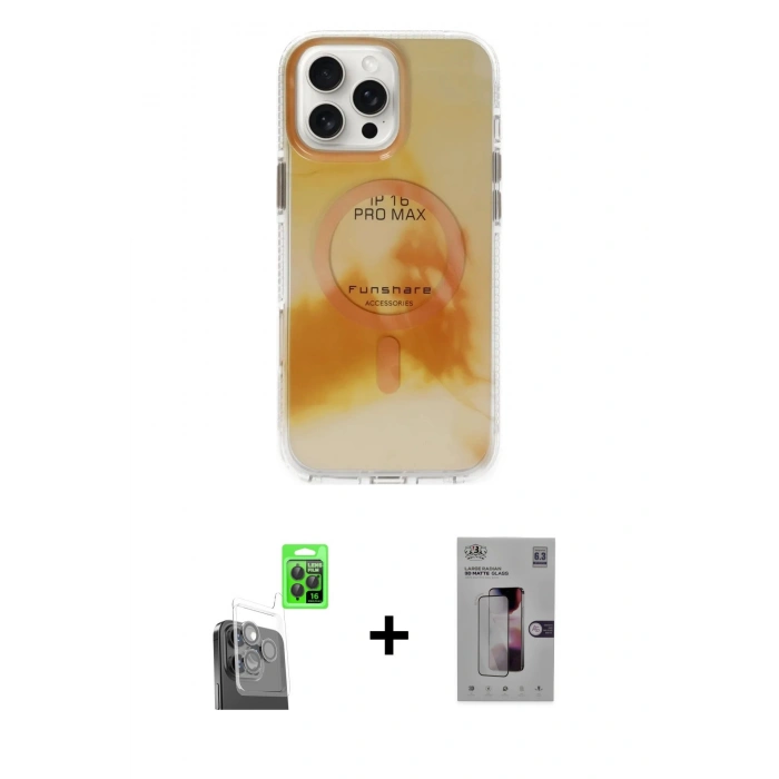 MARSİLYAN™- iPhone 16 Pro Kılıf Ufuk Doku Prime - Siyah Bilvis 3D Mat Cam Ekran Koruyucu + Raze Metal Kamera Lens - SH
