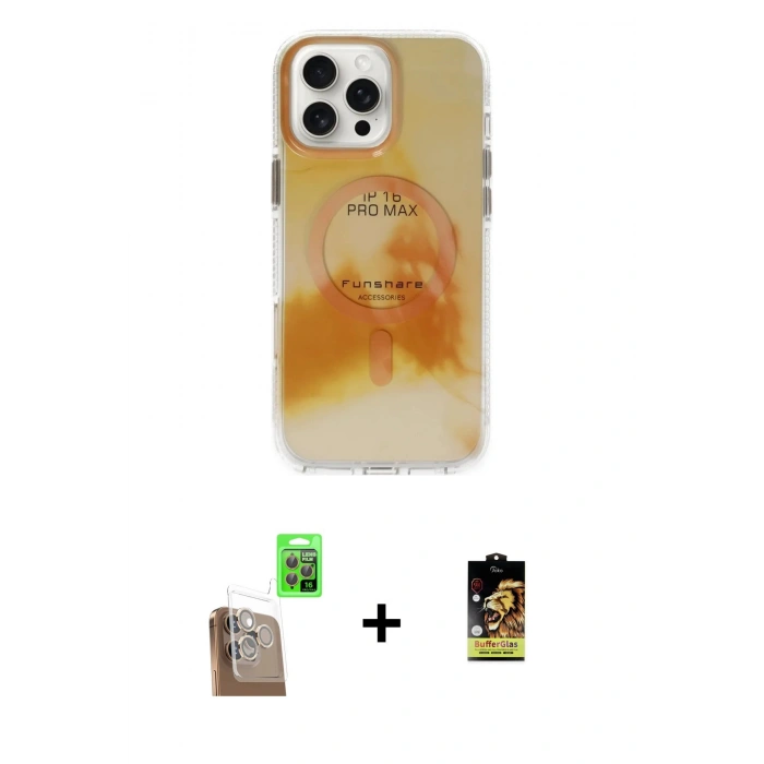 MARSİLYAN™- iPhone 16 Pro Kılıf Ufuk Doku Prime - Siyah Buffer Cam Ekran Koruyucu + Raze Metal Kamera Lens - CLTM