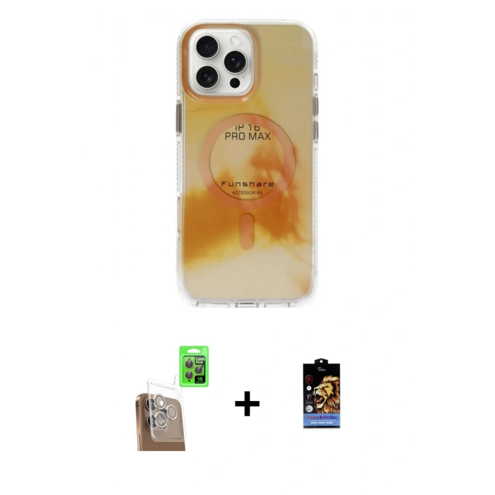 MARSİLYAN™- iPhone 16 Pro Kılıf Ufuk Doku Prime - Siyah Buffer Hayalet Cam Ekran Koruyucu + Raze Metal Kamera Lens - CLTM