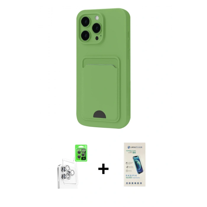 MARSİLYAN™- iPhone 16 Pro Kılıf Vadi Çizgi Prime - Şeffaf Pasifik Cam Ekran Koruyucu + Raze Metal Kamera Lens - BZ