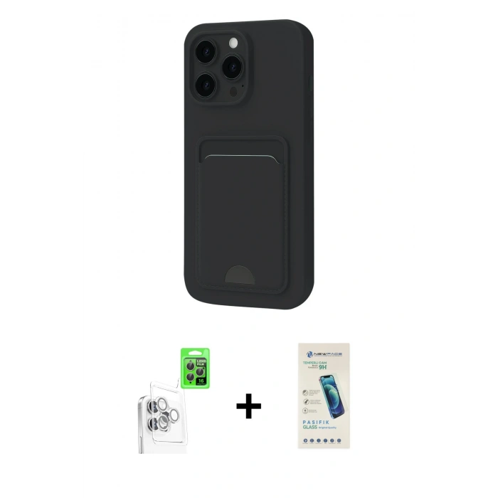 MARSİLYAN™- iPhone 16 Pro Kılıf Vadi Çizgi Prime - Şeffaf Pasifik Cam Ekran Koruyucu + Raze Metal Kamera Lens - BZ