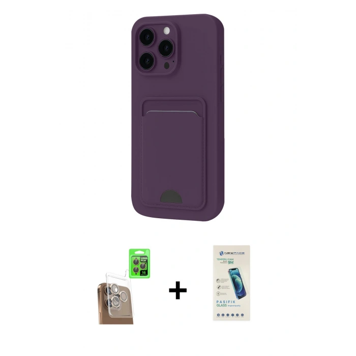 MARSİLYAN™- iPhone 16 Pro Kılıf Vadi Çizgi Prime - Şeffaf Pasifik Cam Ekran Koruyucu + Raze Metal Kamera Lens - CLTM