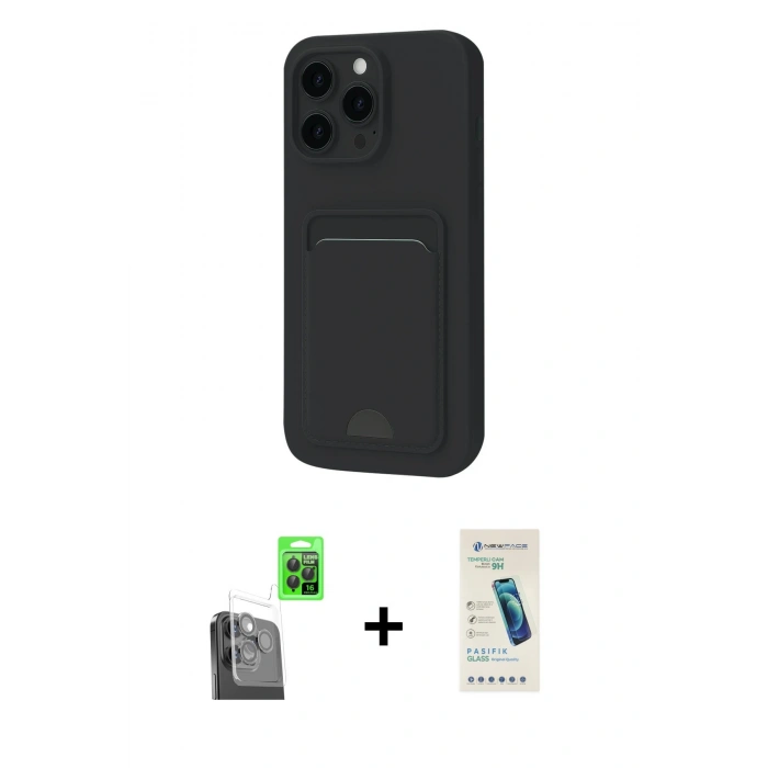 MARSİLYAN™- iPhone 16 Pro Kılıf Vadi Çizgi Prime - Şeffaf Pasifik Cam Ekran Koruyucu + Raze Metal Kamera Lens - SH