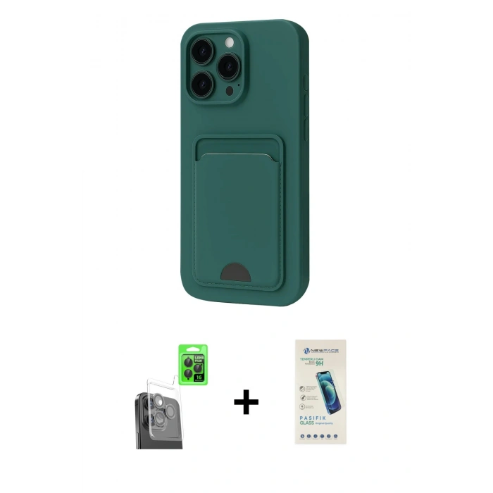 MARSİLYAN™- iPhone 16 Pro Kılıf Vadi Çizgi Prime - Şeffaf Pasifik Cam Ekran Koruyucu + Raze Metal Kamera Lens - SH