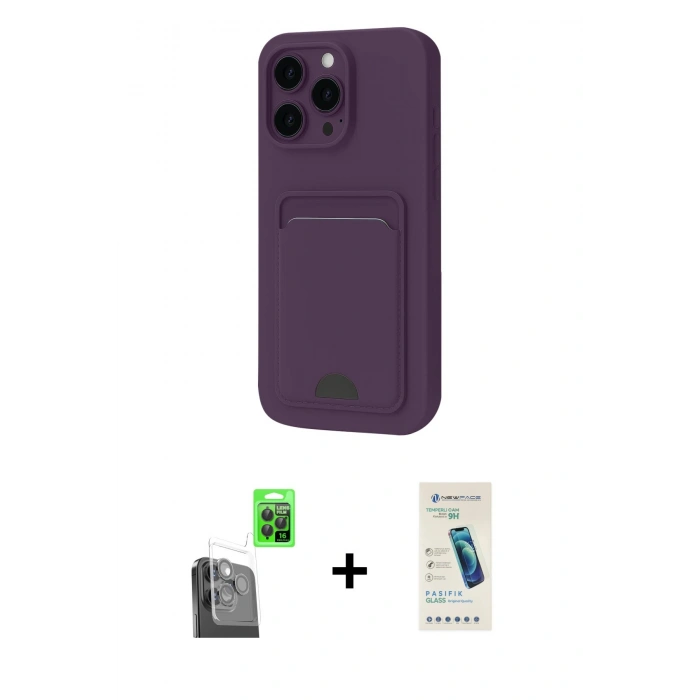 MARSİLYAN™- iPhone 16 Pro Kılıf Vadi Çizgi Prime - Şeffaf Pasifik Cam Ekran Koruyucu + Raze Metal Kamera Lens - SH