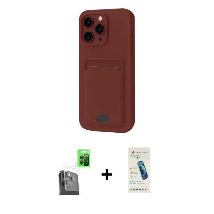 MARSİLYAN™- iPhone 16 Pro Kılıf Vadi Çizgi Prime - Şeffaf Pasifik Cam Ekran Koruyucu + Raze Metal Kamera Lens - SH