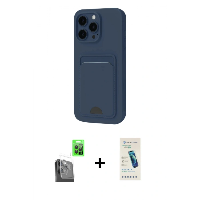 MARSİLYAN™- iPhone 16 Pro Kılıf Vadi Çizgi Prime - Şeffaf Pasifik Cam Ekran Koruyucu + Raze Metal Kamera Lens - SH