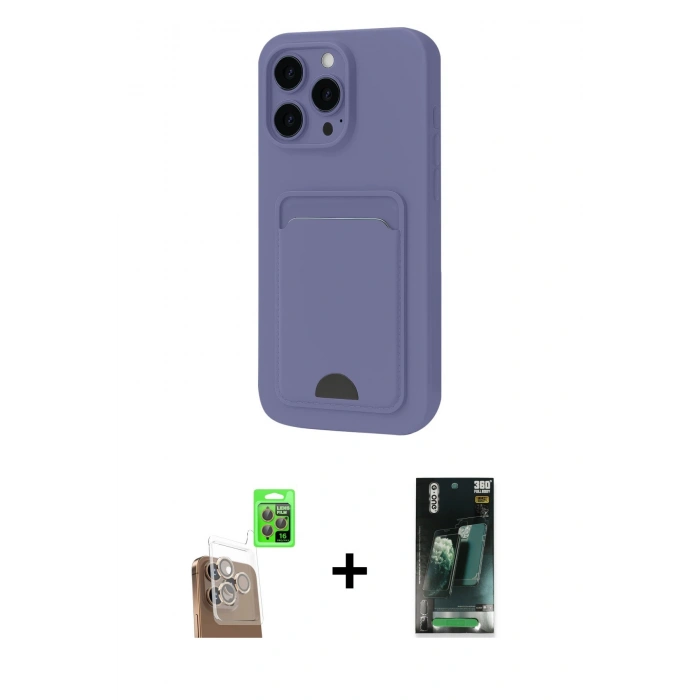 MARSİLYAN™- iPhone 16 Pro Kılıf Vadi Çizgi Prime - Siyah 360 Mat Full Body Arka Koruyucu + Raze Metal Kamera Lens - CLTM