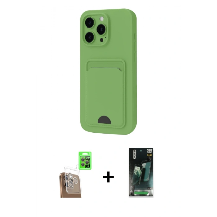 MARSİLYAN™- iPhone 16 Pro Kılıf Vadi Çizgi Prime - Siyah 360 Mat Full Body Arka Koruyucu + Raze Metal Kamera Lens - CLTM