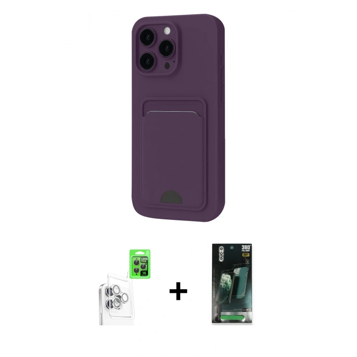 MARSİLYAN™- iPhone 16 Pro Kılıf Vadi Çizgi Prime - Siyah 360 Mat Full Body Arka Koruyucu + Raze Metal Kamera Lens - BZ