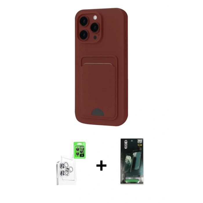 MARSİLYAN™- iPhone 16 Pro Kılıf Vadi Çizgi Prime - Siyah 360 Mat Full Body Arka Koruyucu + Raze Metal Kamera Lens - BZ