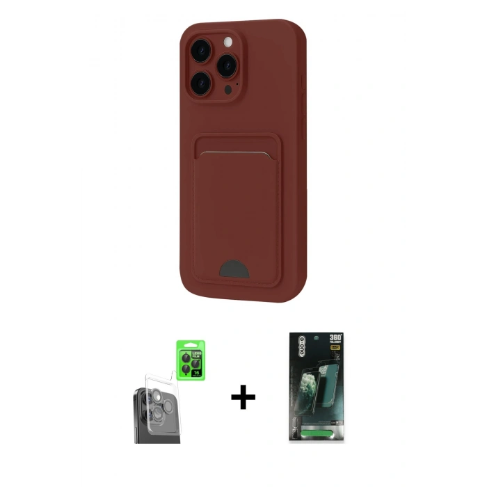MARSİLYAN™- iPhone 16 Pro Kılıf Vadi Çizgi Prime - Siyah 360 Mat Full Body Arka Koruyucu + Raze Metal Kamera Lens - SH