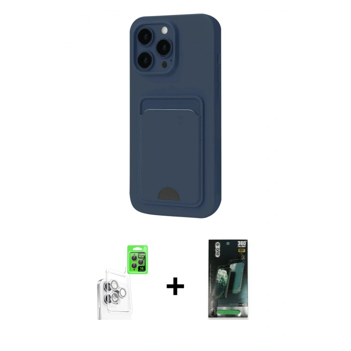 MARSİLYAN™- iPhone 16 Pro Kılıf Vadi Çizgi Prime - Siyah 360 Mat Full Body Arka Koruyucu + Raze Metal Kamera Lens - BZ