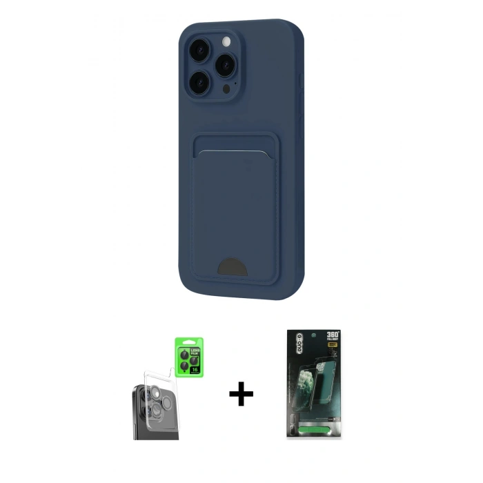 MARSİLYAN™- iPhone 16 Pro Kılıf Vadi Çizgi Prime - Siyah 360 Mat Full Body Arka Koruyucu + Raze Metal Kamera Lens - SH