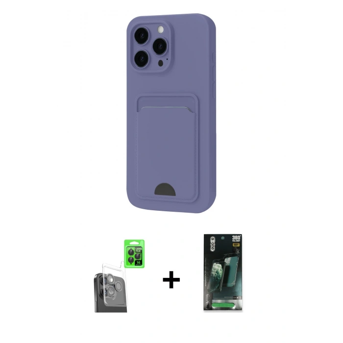 MARSİLYAN™- iPhone 16 Pro Kılıf Vadi Çizgi Prime - Siyah 360 Mat Full Body Arka Koruyucu + Raze Metal Kamera Lens - SH