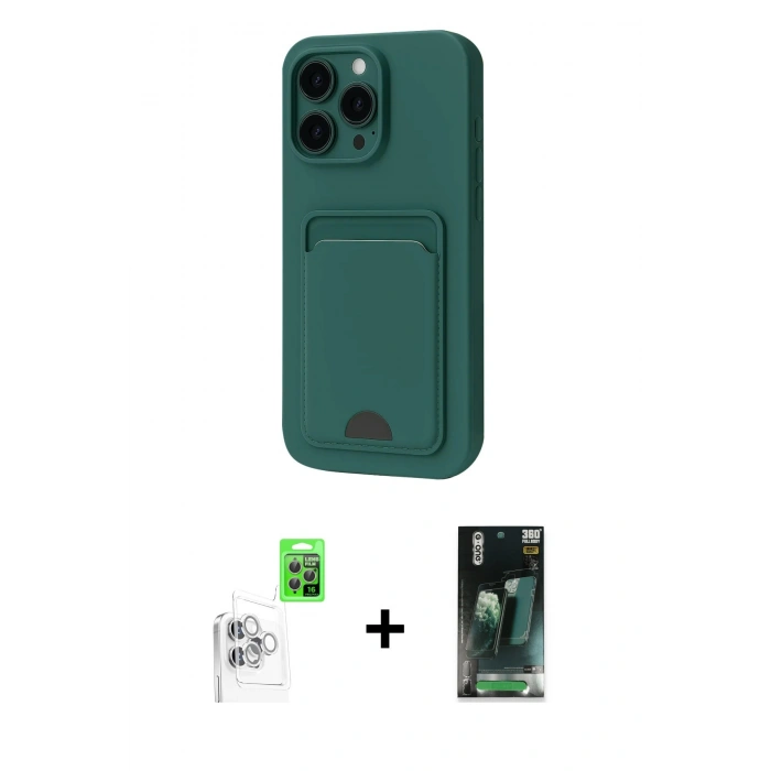 MARSİLYAN™- iPhone 16 Pro Kılıf Vadi Çizgi Prime - Siyah 360 Mat Full Body Arka Koruyucu + Raze Metal Kamera Lens - BZ