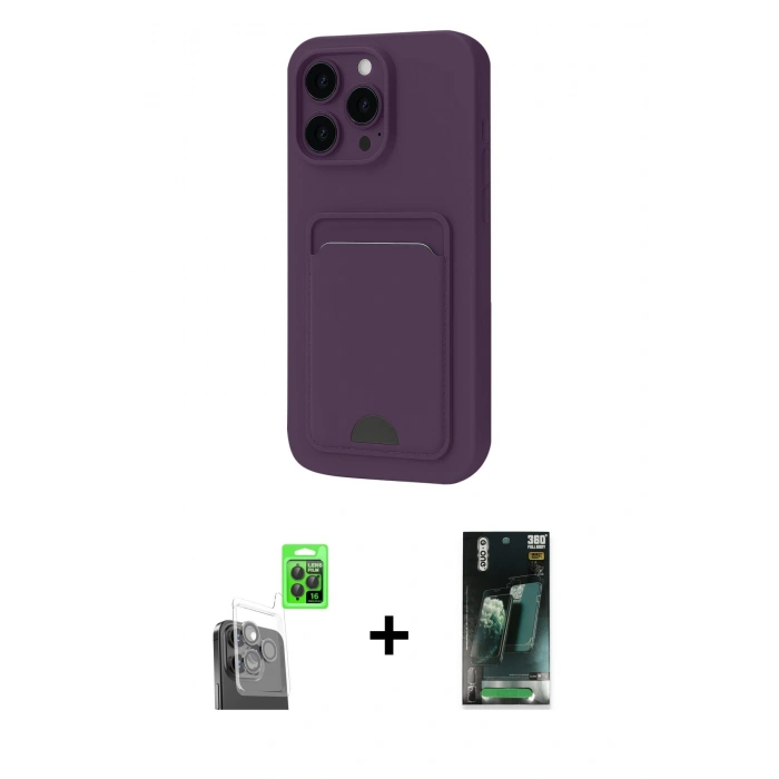 MARSİLYAN™- iPhone 16 Pro Kılıf Vadi Çizgi Prime - Siyah 360 Mat Full Body Arka Koruyucu + Raze Metal Kamera Lens - SH