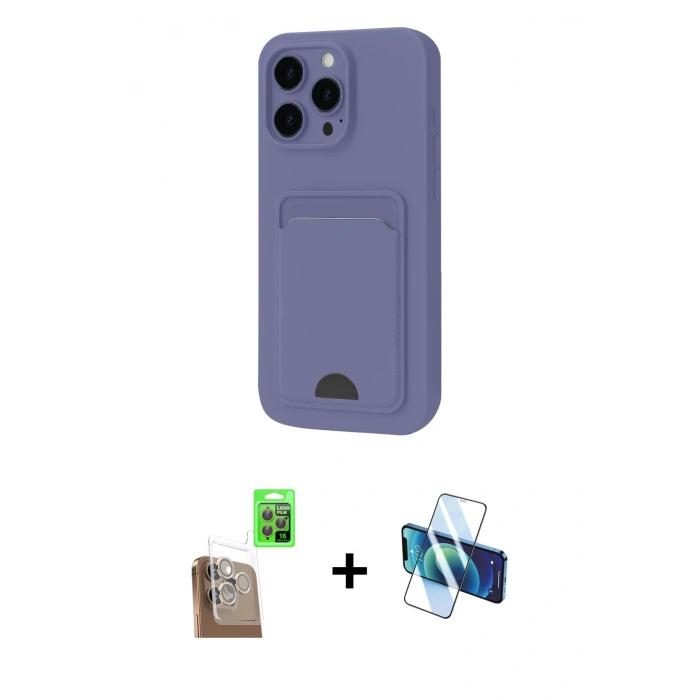MARSİLYAN™- iPhone 16 Pro Kılıf Vadi Çizgi Prime - Siyah 3D Antistatik Cam Ekran Koruyucu + Raze Metal Kamera Lens - CLTM