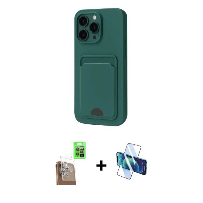 MARSİLYAN™- iPhone 16 Pro Kılıf Vadi Çizgi Prime - Siyah 3D Antistatik Cam Ekran Koruyucu + Raze Metal Kamera Lens - CLTM