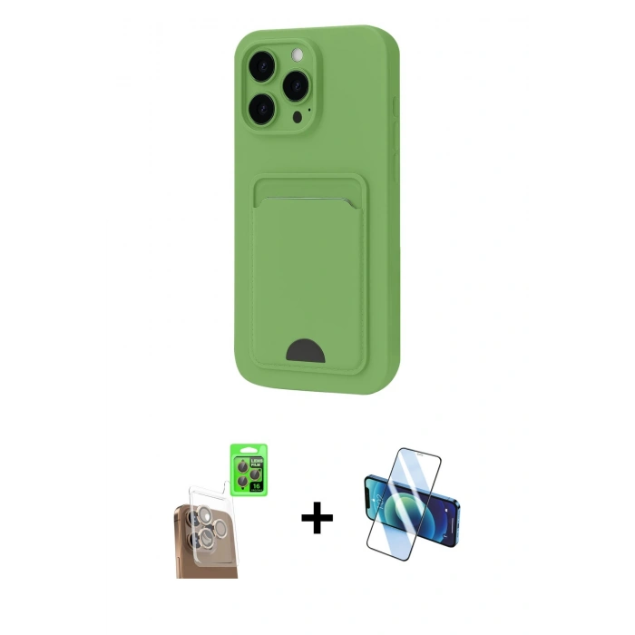 MARSİLYAN™- iPhone 16 Pro Kılıf Vadi Çizgi Prime - Siyah 3D Antistatik Cam Ekran Koruyucu + Raze Metal Kamera Lens - CLTM