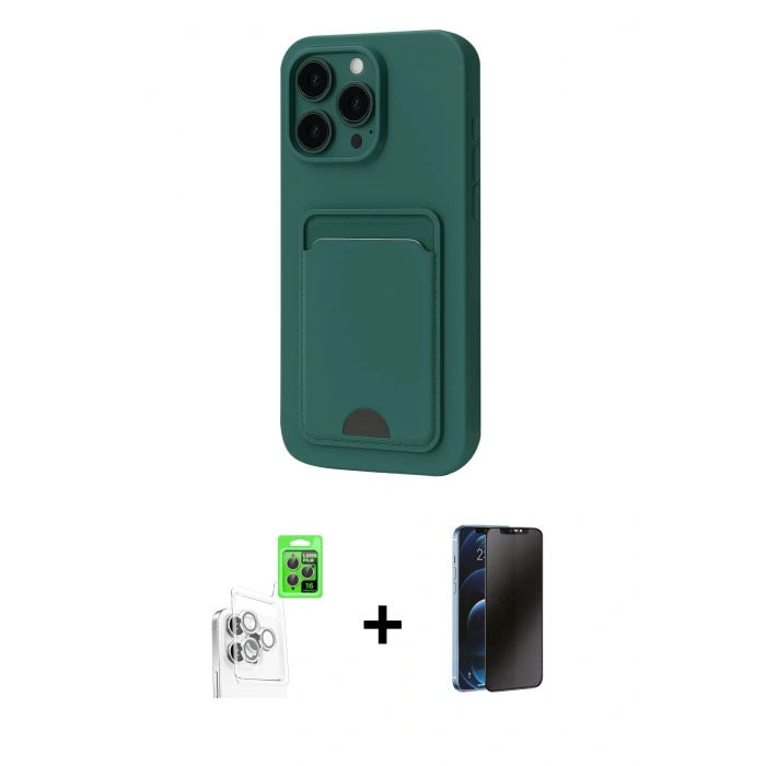 MARSİLYAN™- iPhone 16 Pro Kılıf Vadi Çizgi Prime - Siyah 3D Antistatik Hayalet Cam Ekran Koruyucu + Raze Metal Kamera Lens - BZ