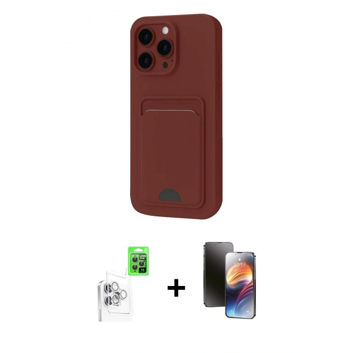 MARSİLYAN™- iPhone 16 Pro Kılıf Vadi Çizgi Prime - Siyah 3D Antistatik Mat Seramik Nano Ekran Koruyucu + Raze Metal Kamera Lens - BZ