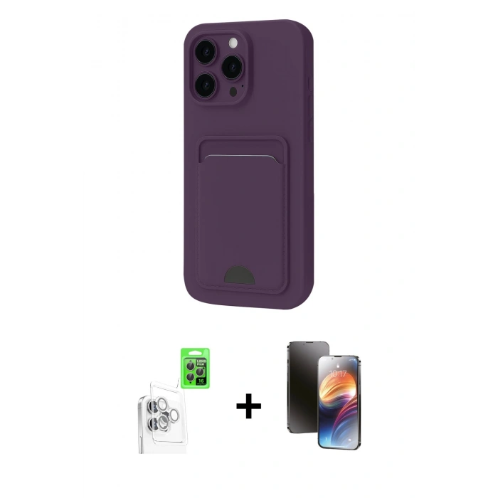 MARSİLYAN™- iPhone 16 Pro Kılıf Vadi Çizgi Prime - Siyah 3D Antistatik Mat Seramik Nano Ekran Koruyucu + Raze Metal Kamera Lens - BZ