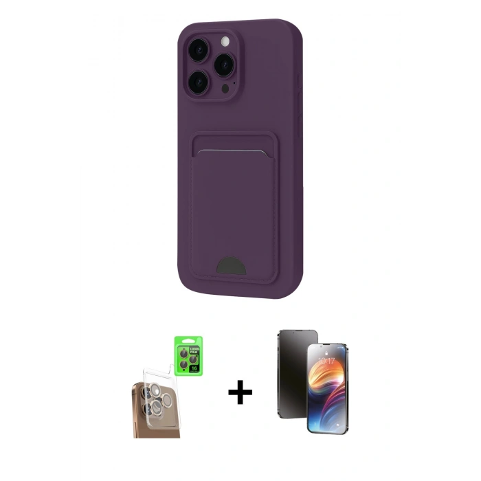MARSİLYAN™- iPhone 16 Pro Kılıf Vadi Çizgi Prime - Siyah 3D Antistatik Mat Seramik Nano Ekran Koruyucu + Çöl Titanyum Raze Metal Kamera Lens