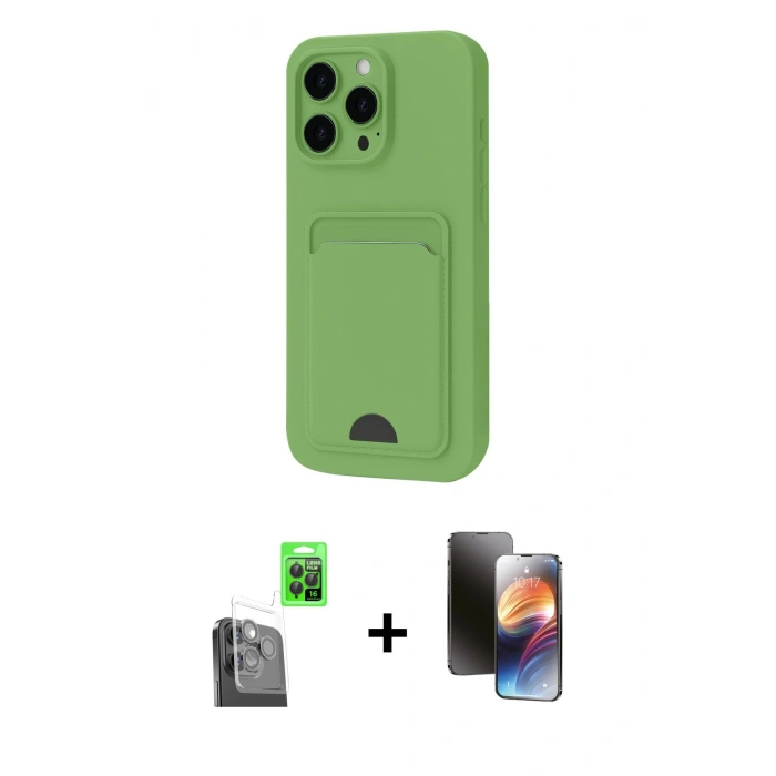 MARSİLYAN™- iPhone 16 Pro Kılıf Vadi Çizgi Prime - Siyah 3D Antistatik Mat Seramik Nano Ekran Koruyucu + Raze Metal Kamera Lens - SH