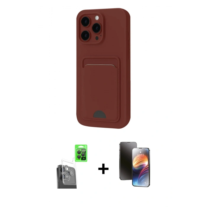 MARSİLYAN™- iPhone 16 Pro Kılıf Vadi Çizgi Prime - Siyah 3D Antistatik Mat Seramik Nano Ekran Koruyucu + Raze Metal Kamera Lens - SH