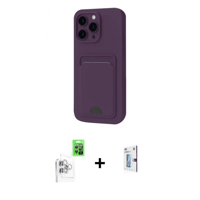 MARSİLYAN™- iPhone 16 Pro Kılıf Vadi Çizgi Prime - Siyah Bilvis 0.18mm Plus Cam Ekran Koruyucu + Raze Metal Kamera Lens - BZ