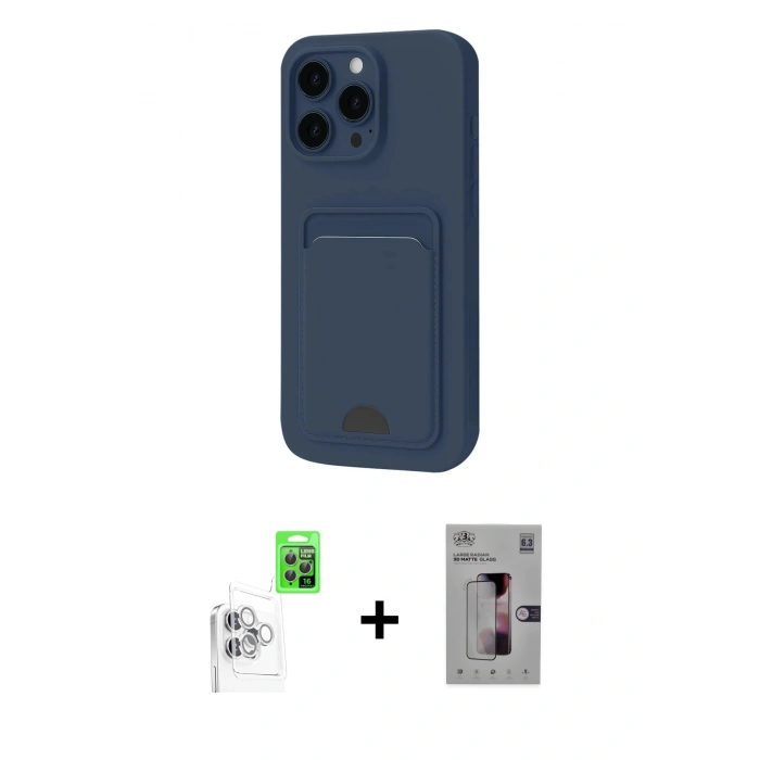 MARSİLYAN™- iPhone 16 Pro Kılıf Vadi Çizgi Prime - Siyah Bilvis 3D Mat Cam Ekran Koruyucu + Beyaz Raze Metal Kamera Lens