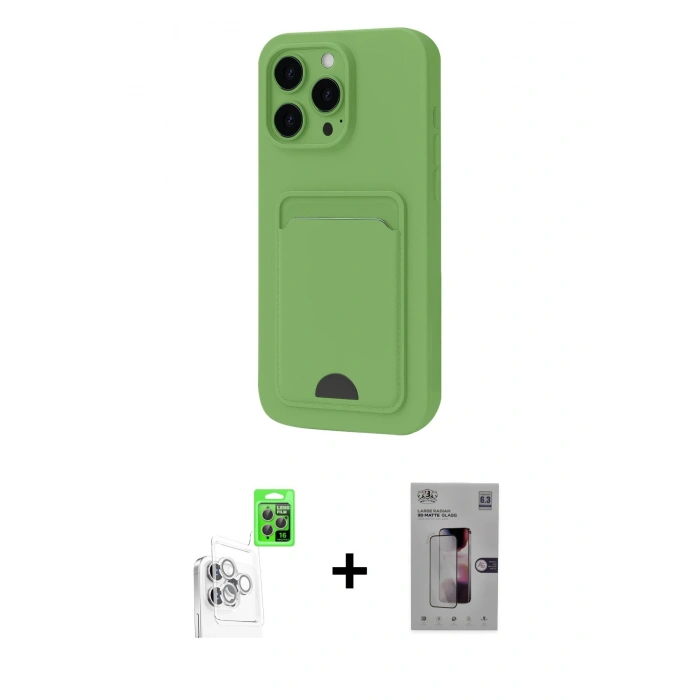 MARSİLYAN™- iPhone 16 Pro Kılıf Vadi Çizgi Prime - Siyah Bilvis 3D Mat Cam Ekran Koruyucu + Beyaz Raze Metal Kamera Lens