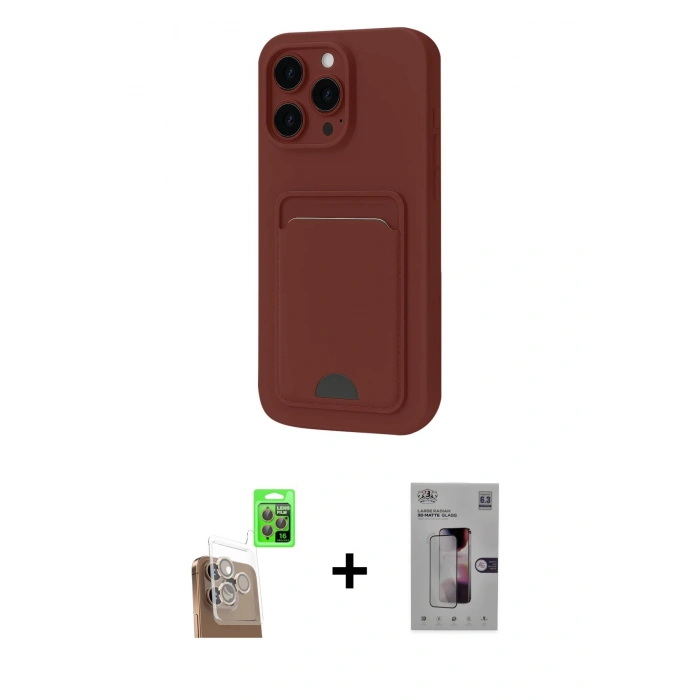 MARSİLYAN™- iPhone 16 Pro Kılıf Vadi Çizgi Prime - Siyah Bilvis 3D Mat Cam Ekran Koruyucu + Raze Metal Kamera Lens - CLTM
