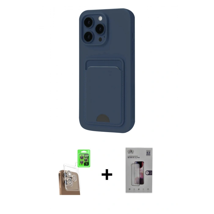 MARSİLYAN™- iPhone 16 Pro Kılıf Vadi Çizgi Prime - Siyah Bilvis 3D Mat Cam Ekran Koruyucu + Raze Metal Kamera Lens - CLTM