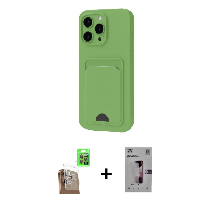 MARSİLYAN™- iPhone 16 Pro Kılıf Vadi Çizgi Prime - Siyah Bilvis 3D Mat Cam Ekran Koruyucu + Raze Metal Kamera Lens - CLTM