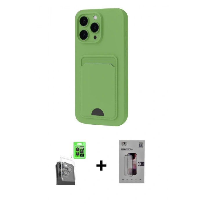MARSİLYAN™- iPhone 16 Pro Kılıf Vadi Çizgi Prime - Siyah Bilvis 3D Mat Cam Ekran Koruyucu + Raze Metal Kamera Lens - SH