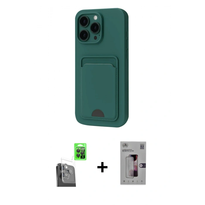 MARSİLYAN™- iPhone 16 Pro Kılıf Vadi Çizgi Prime - Siyah Bilvis 3D Mat Cam Ekran Koruyucu + Raze Metal Kamera Lens - SH