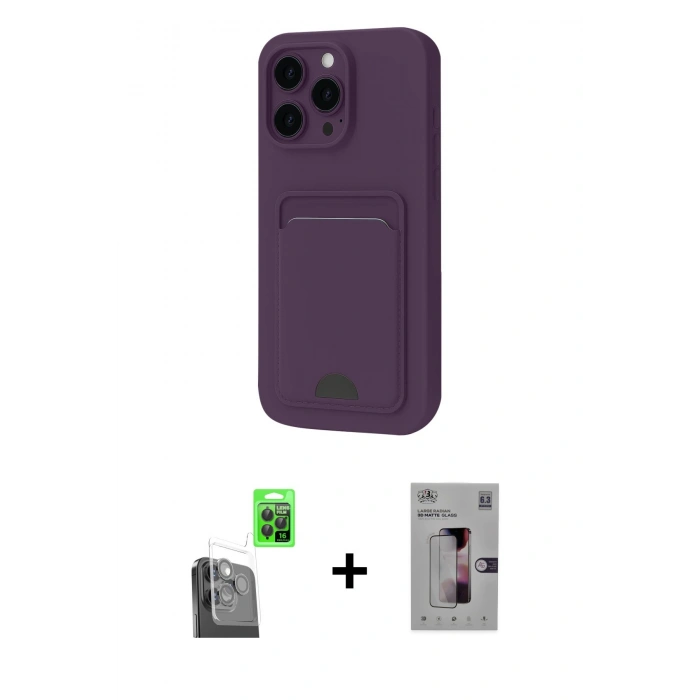 MARSİLYAN™- iPhone 16 Pro Kılıf Vadi Çizgi Prime - Siyah Bilvis 3D Mat Cam Ekran Koruyucu + Raze Metal Kamera Lens - SH