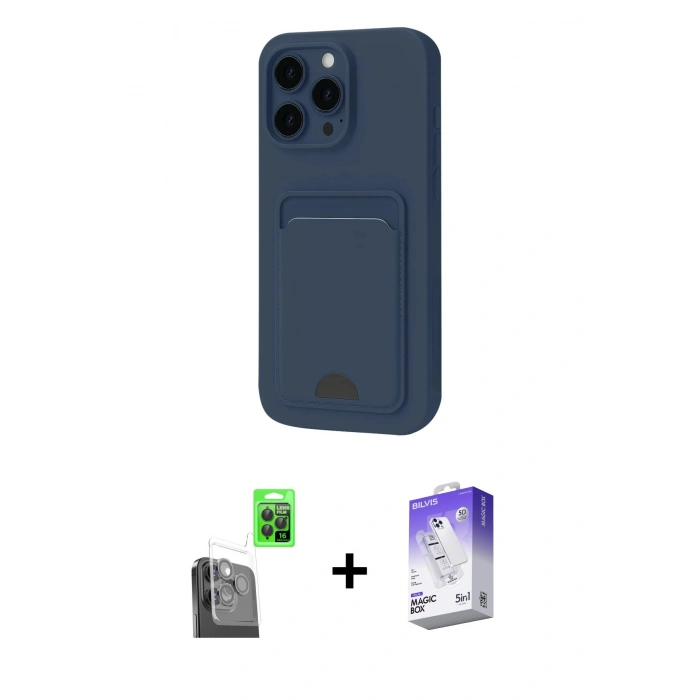 MARSİLYAN™- iPhone 16 Pro Kılıf Vadi Çizgi Prime - Siyah Bilvis 5in1 3D Magic Cam Ekran Koruyucu + Raze Metal Kamera Lens - SH