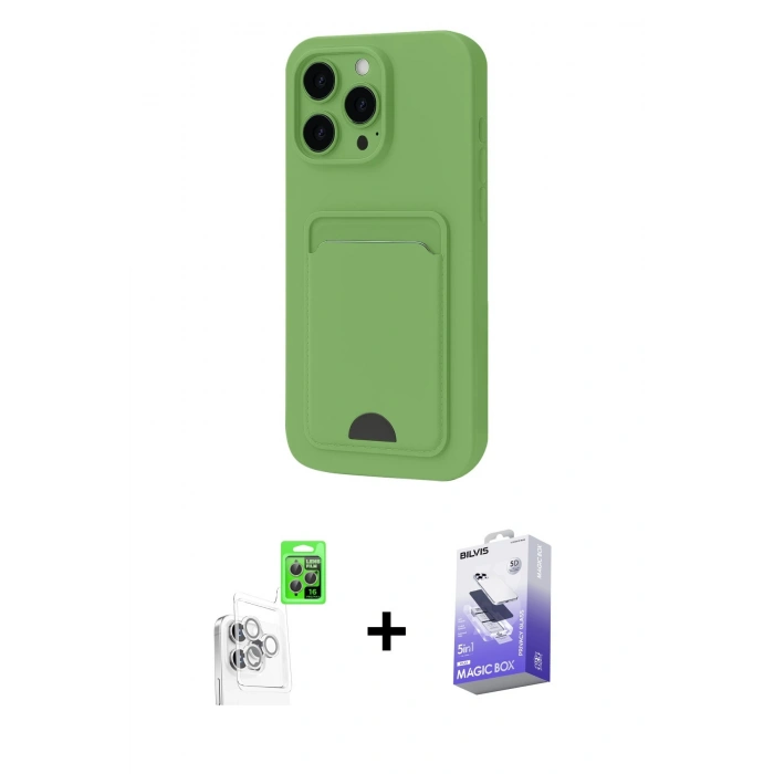 MARSİLYAN™- iPhone 16 Pro Kılıf Vadi Çizgi Prime - Siyah Bilvis 5in1 5D Magic Hayalet Cam Ekran Koruyucu + Raze Metal Kamera Lens - BZ
