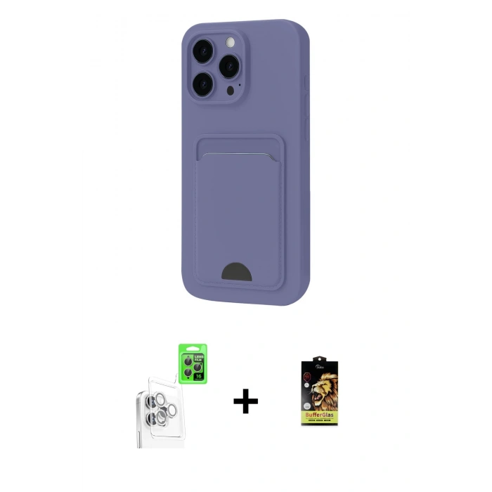 MARSİLYAN™- iPhone 16 Pro Kılıf Vadi Çizgi Prime - Siyah Buffer Cam Ekran Koruyucu + Raze Metal Kamera Lens - BZ