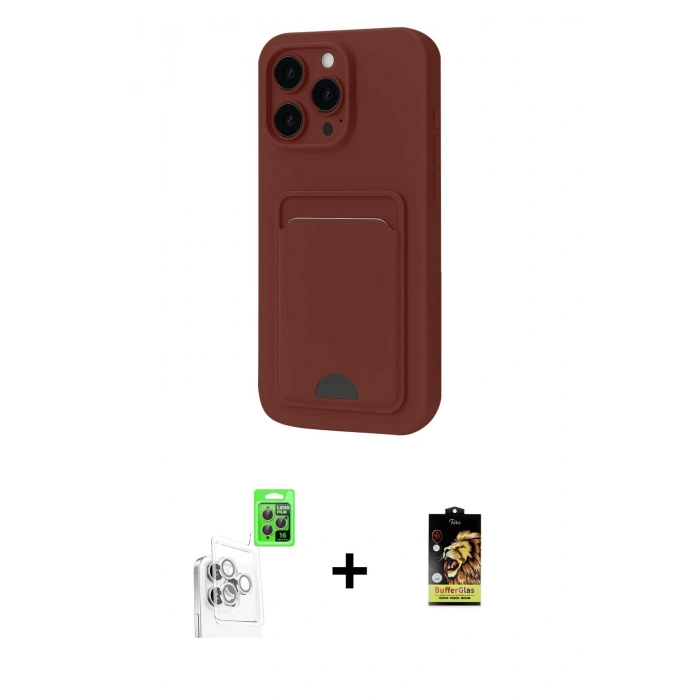MARSİLYAN™- iPhone 16 Pro Kılıf Vadi Çizgi Prime - Siyah Buffer Cam Ekran Koruyucu + Raze Metal Kamera Lens - BZ